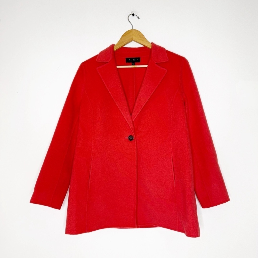 Talbots Petite Wool Blend Boyfriend Sweater Blazer | Coral Pink | Size 6P